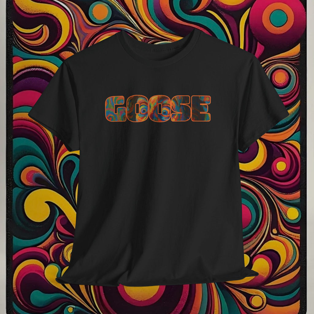 Goose Graphic Tee — Retro Camo Lettering Shirt