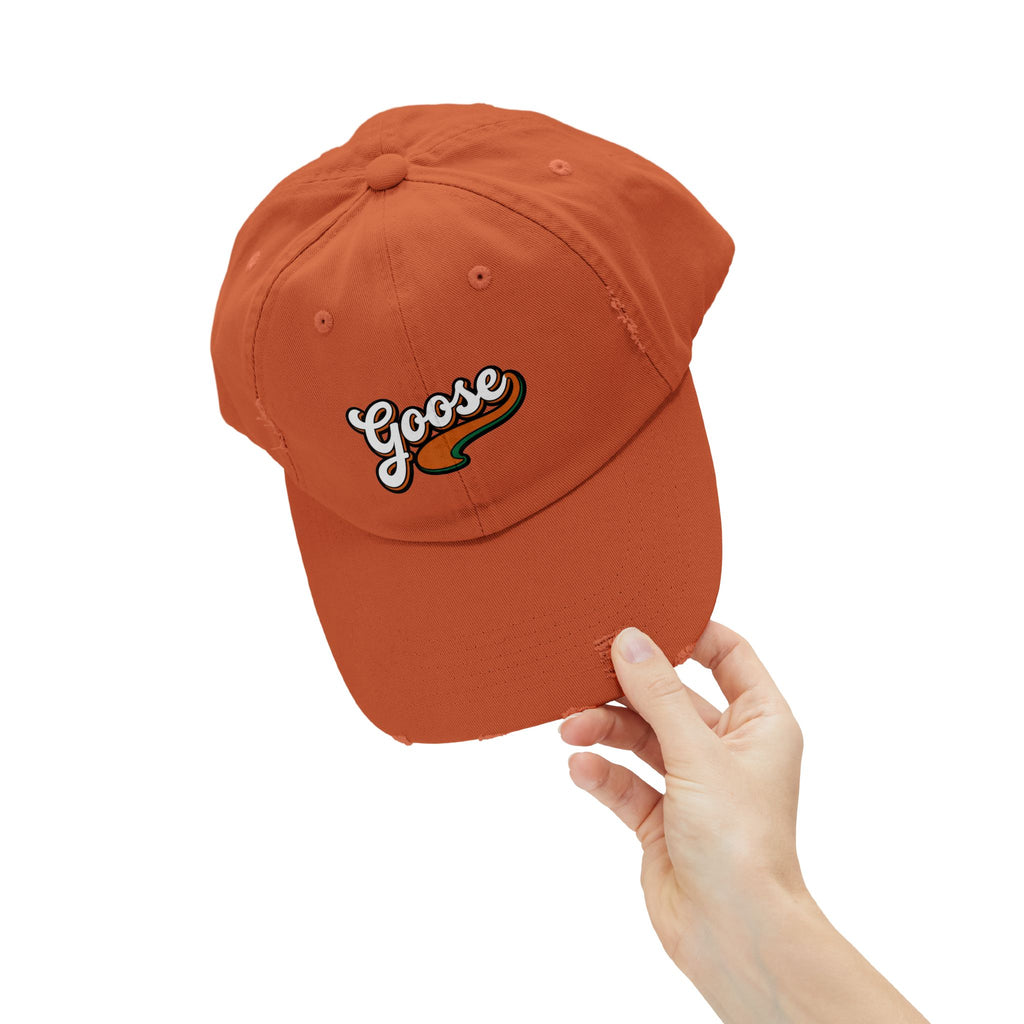 Goose Vintage Script Cap — Distressed Baseball Hat