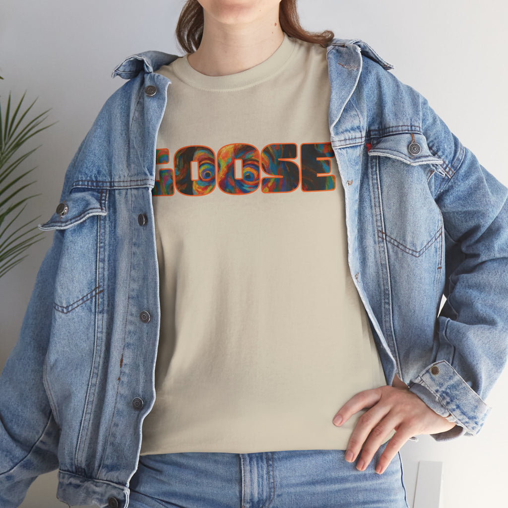 Goose Graphic Tee — Retro Camo Lettering Shirt