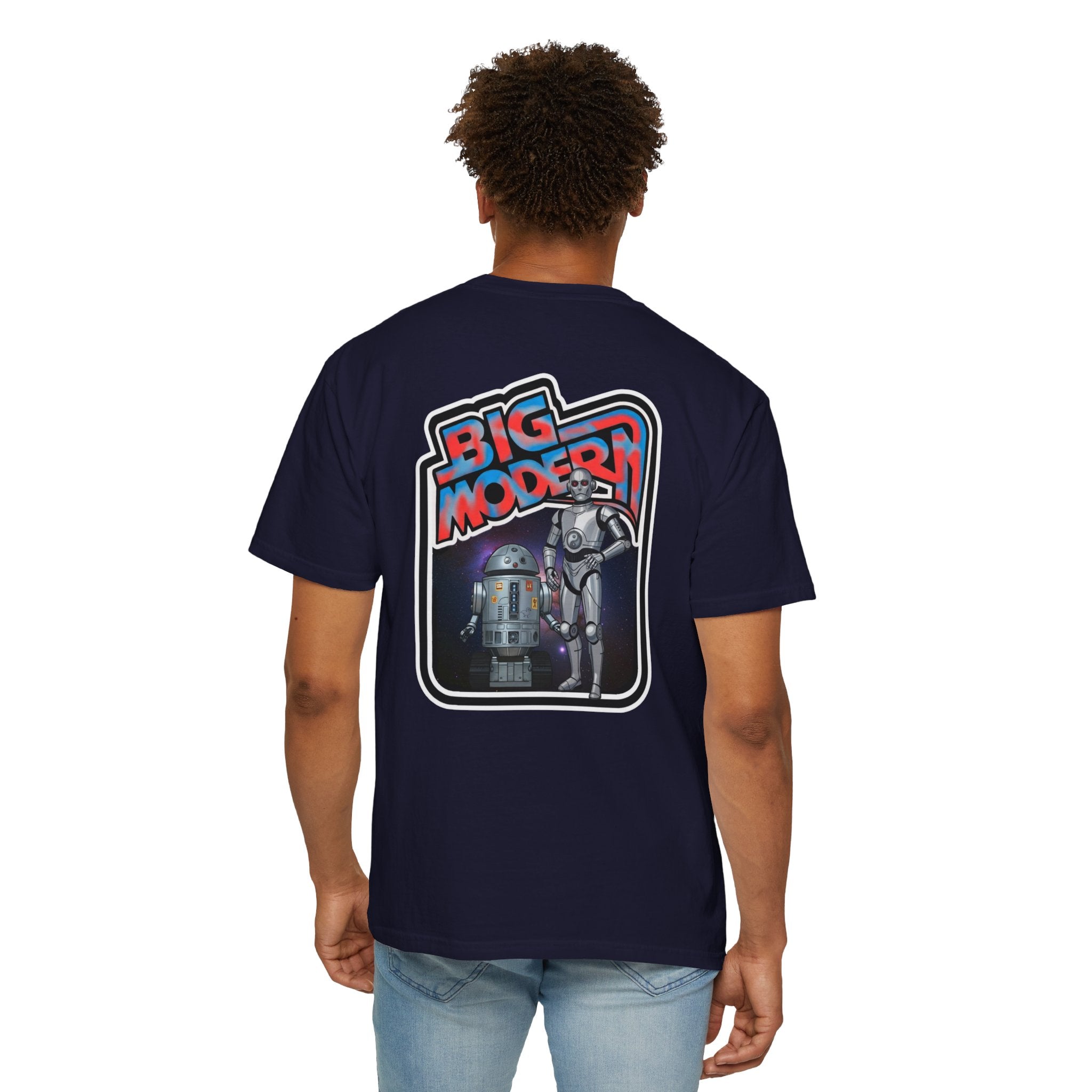 Big Modern Robot Graphic T-Shirt — "GOOSE" Chest Text, Retro Sci‑Fi Back Print