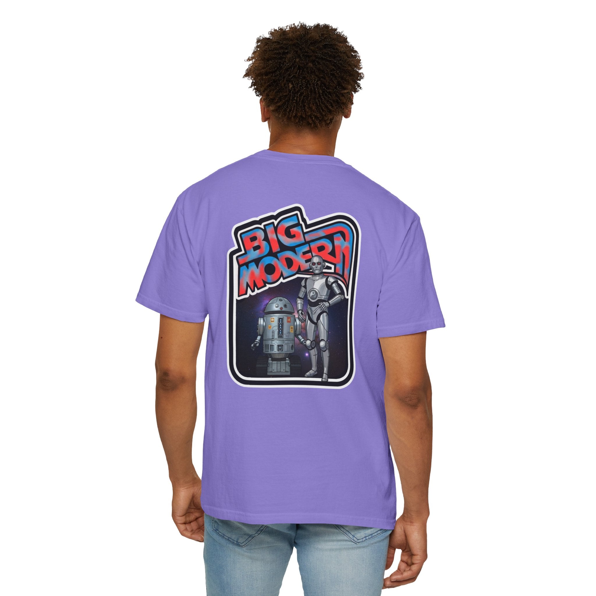 Big Modern Robot Graphic T-Shirt — "GOOSE" Chest Text, Retro Sci‑Fi Back Print
