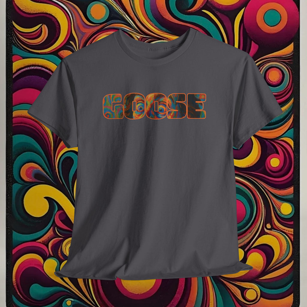 Goose Graphic Tee — Retro Camo Lettering Shirt