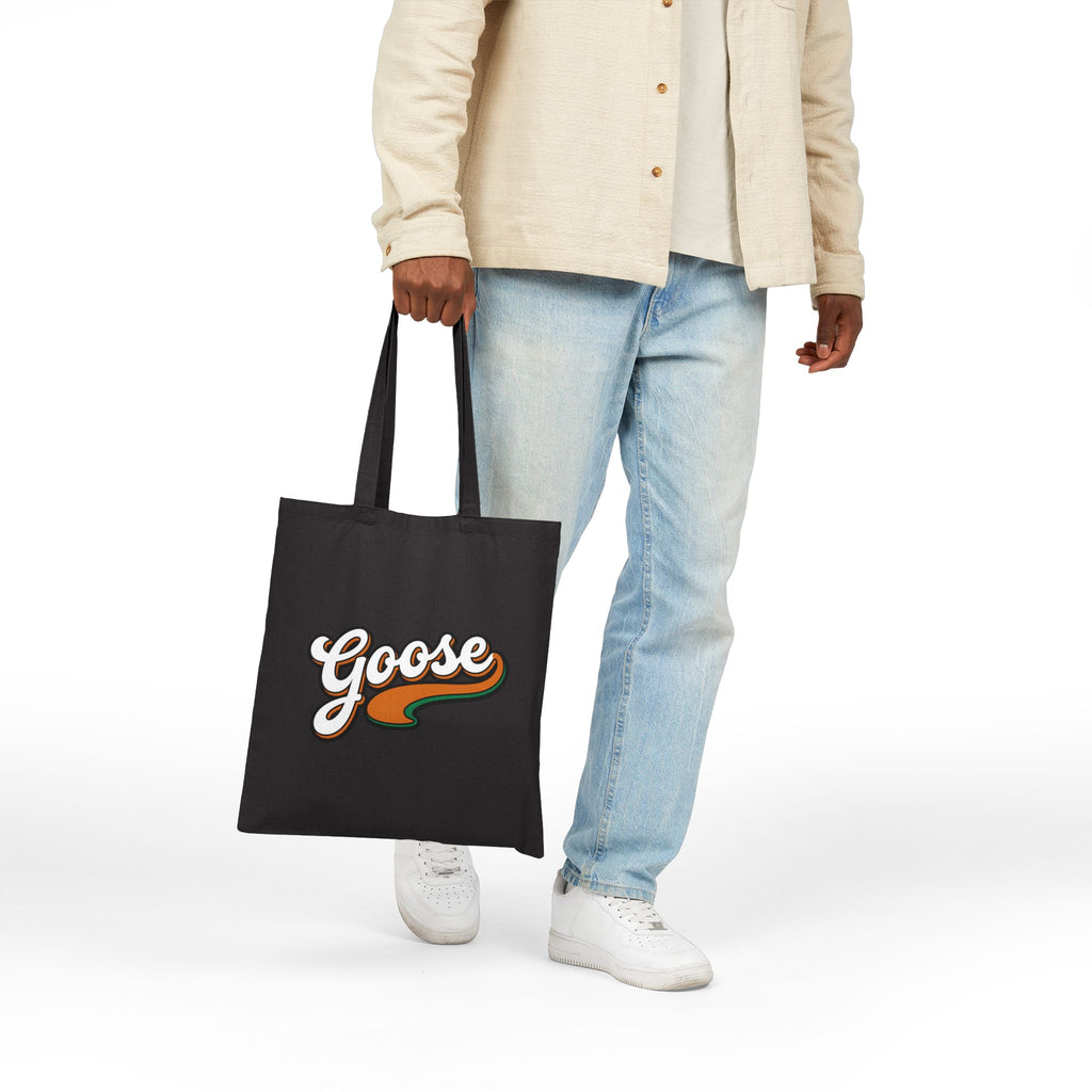 Tote Bag - Retro "Goose" Script Canvas Tote (Vintage Orange & Brown)