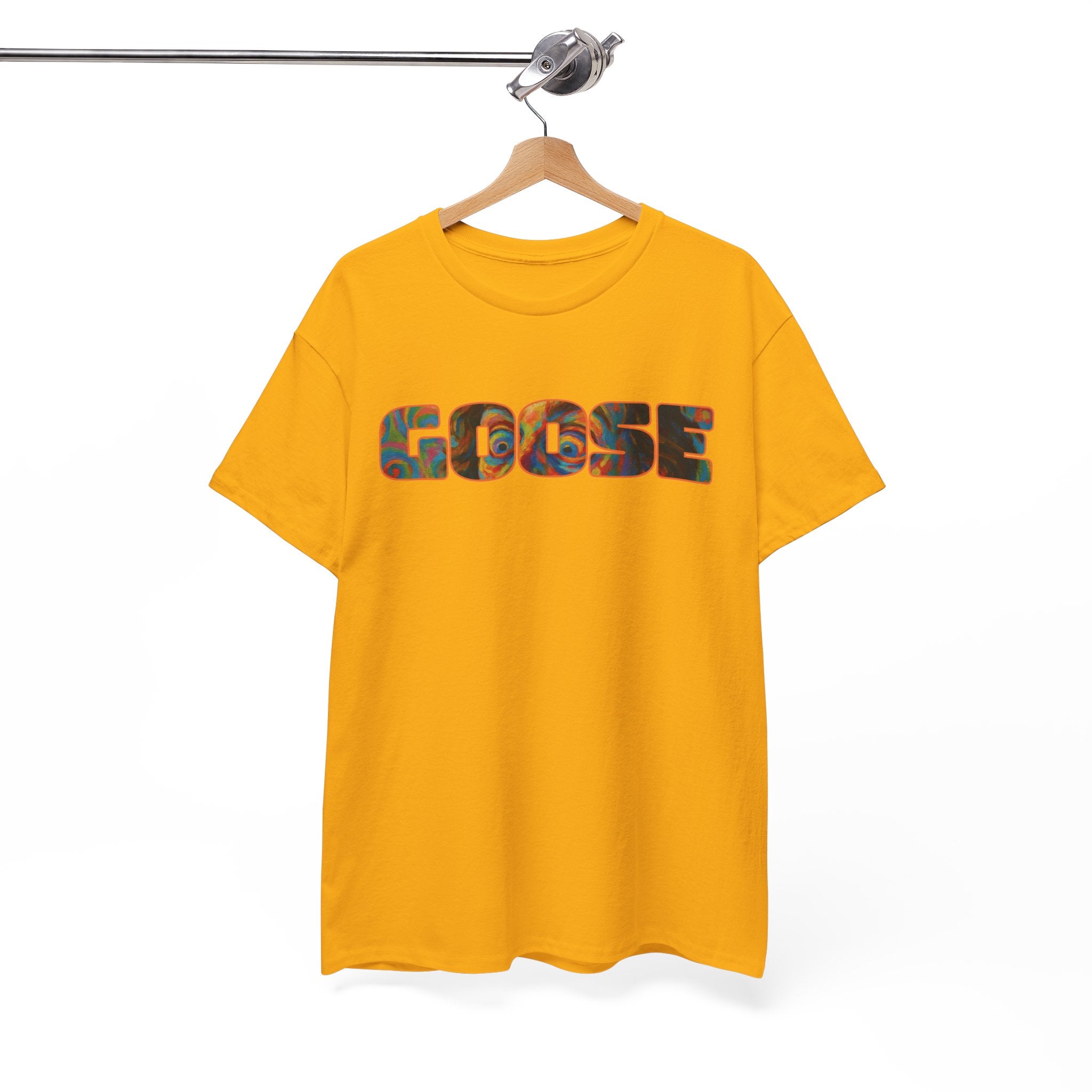 Goose Graphic Tee — Retro Camo Lettering Shirt