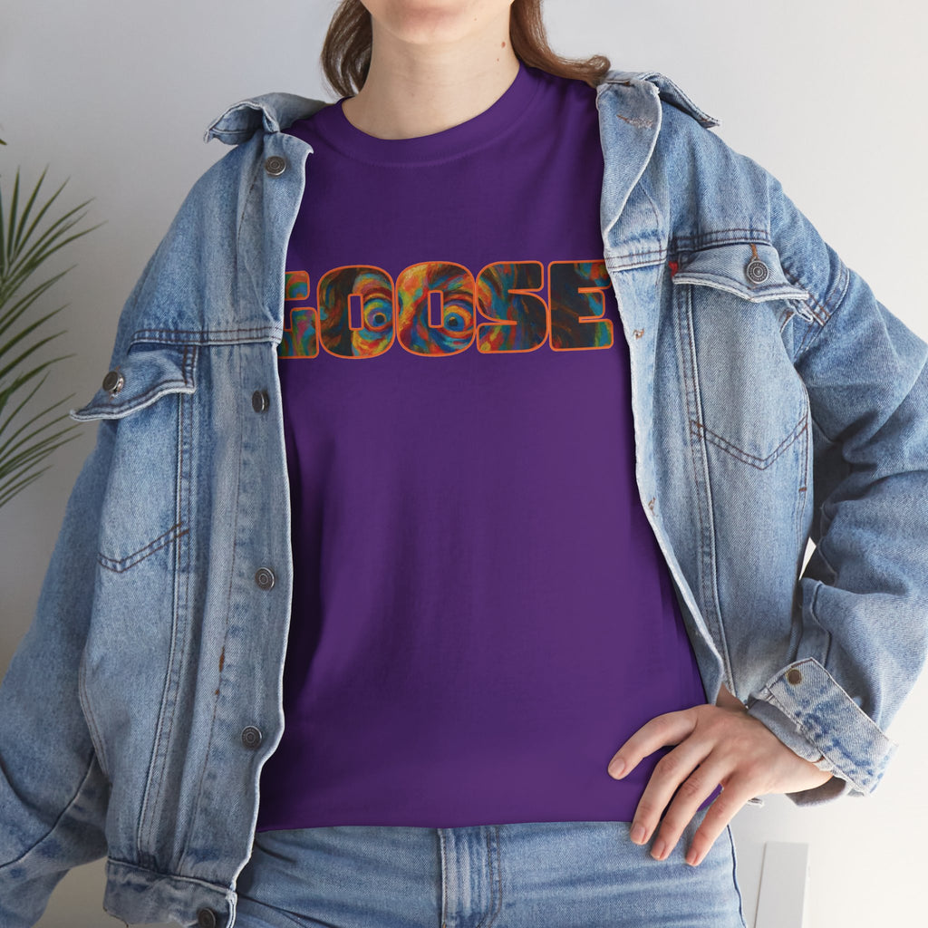 Goose Graphic Tee — Retro Camo Lettering Shirt