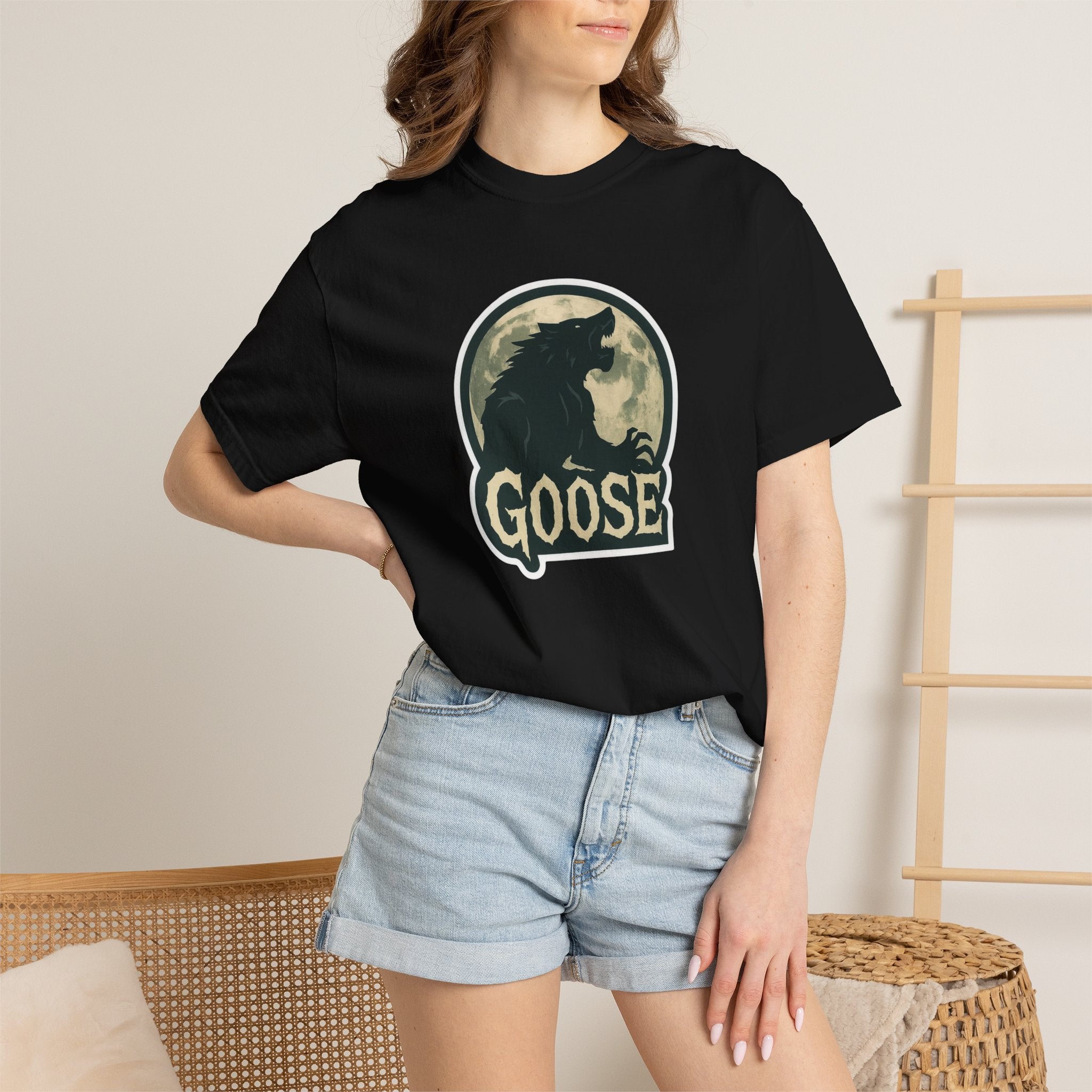 Goose Moon T-Shirt — Vintage Werewolf Silhouette Graphic Tee