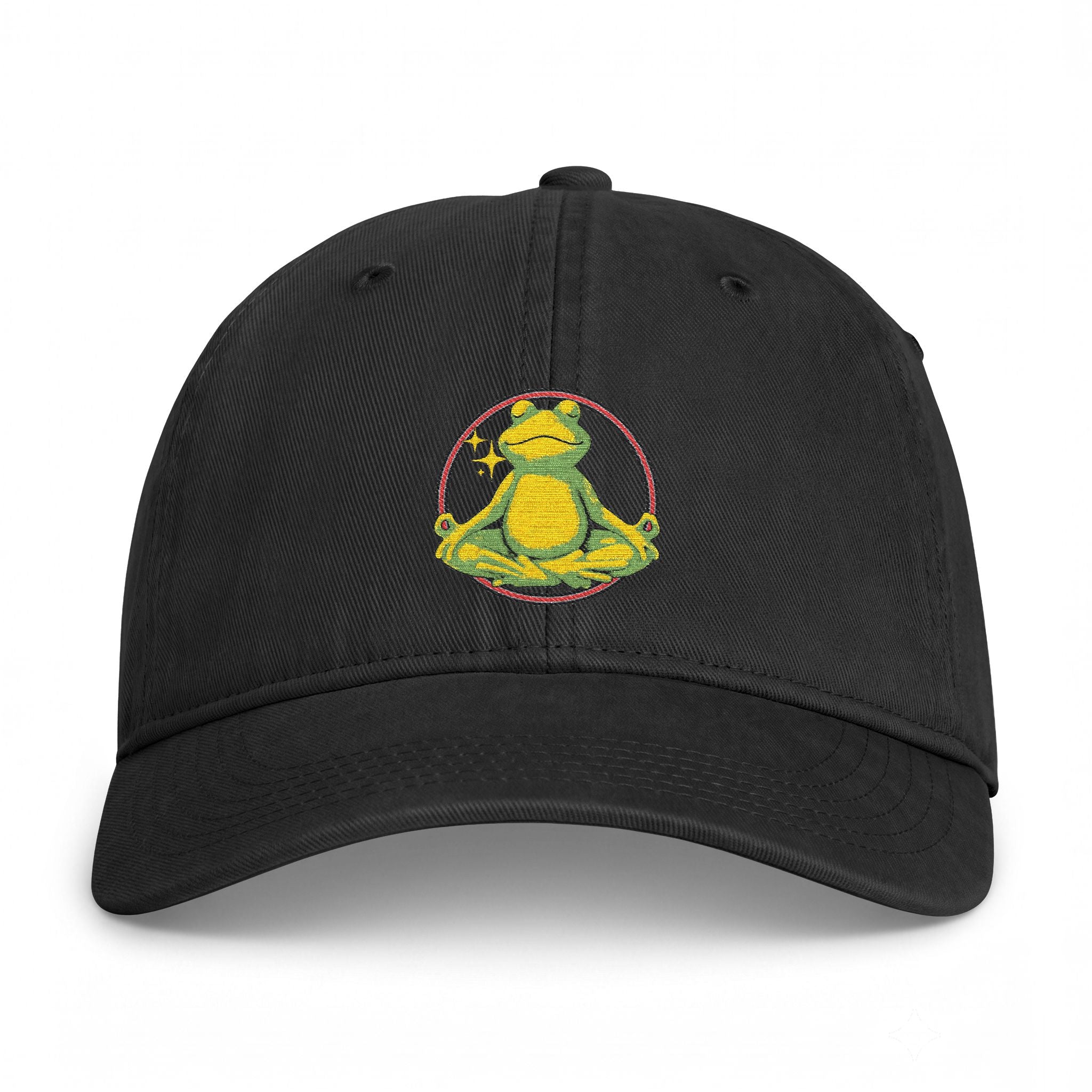 Embroidered Meditating Frog Dad Hat - Coastal Washed Cap