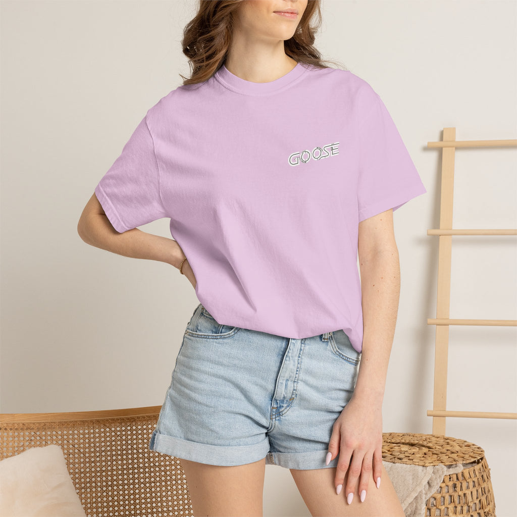 Big Modern Robot Graphic T-Shirt — "GOOSE" Chest Text, Retro Sci‑Fi Back Print