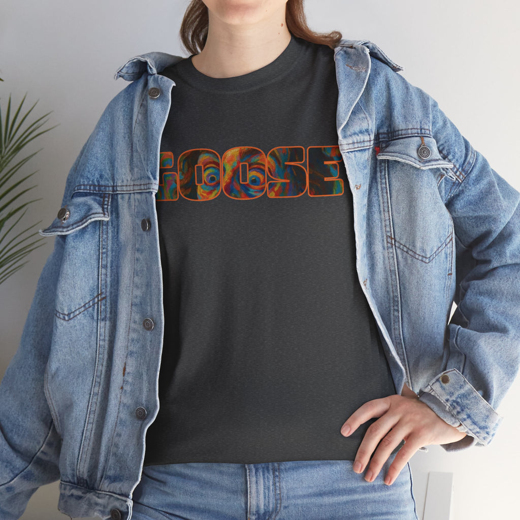 Goose Graphic Tee — Retro Camo Lettering Shirt