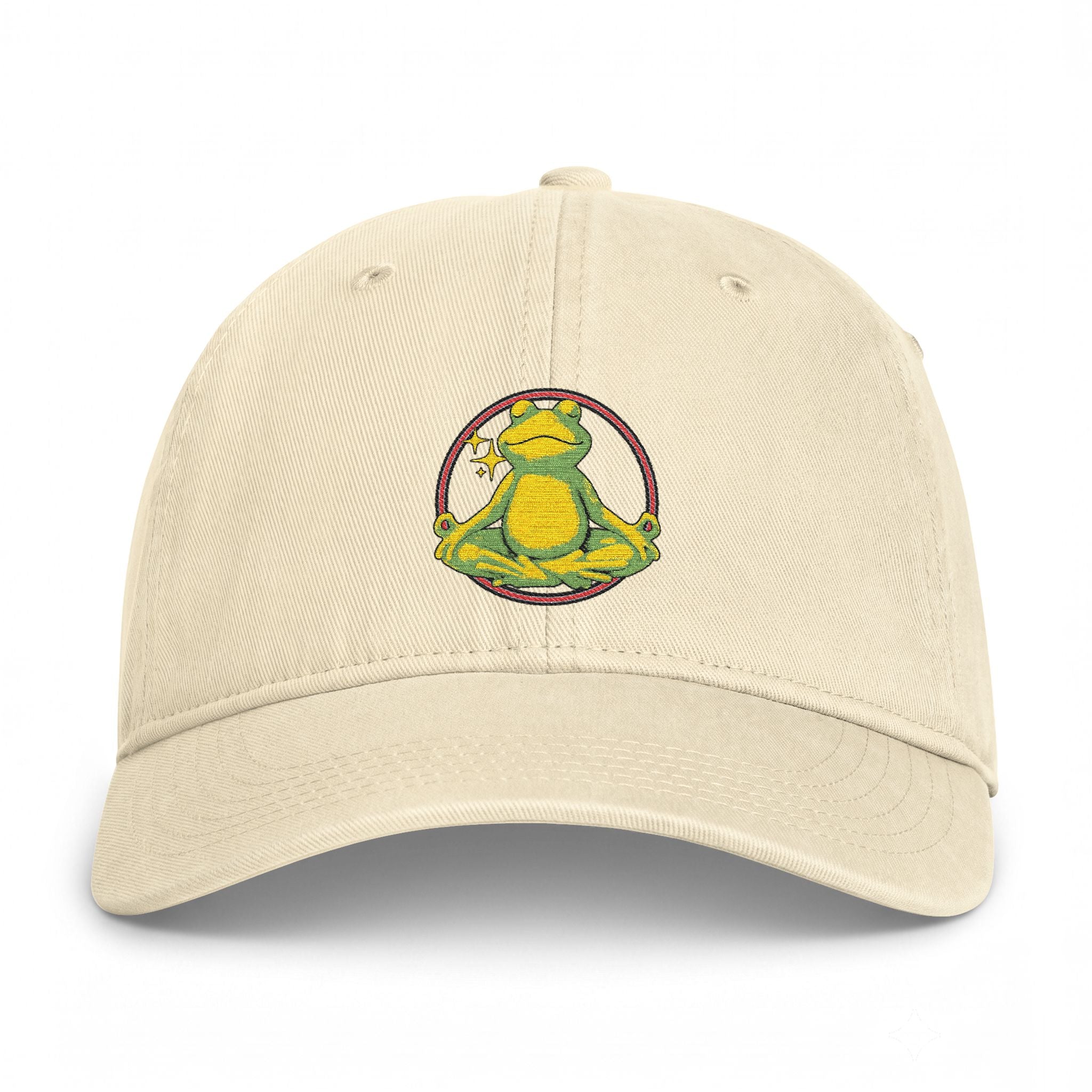 Embroidered Meditating Frog Dad Hat - Coastal Washed Cap