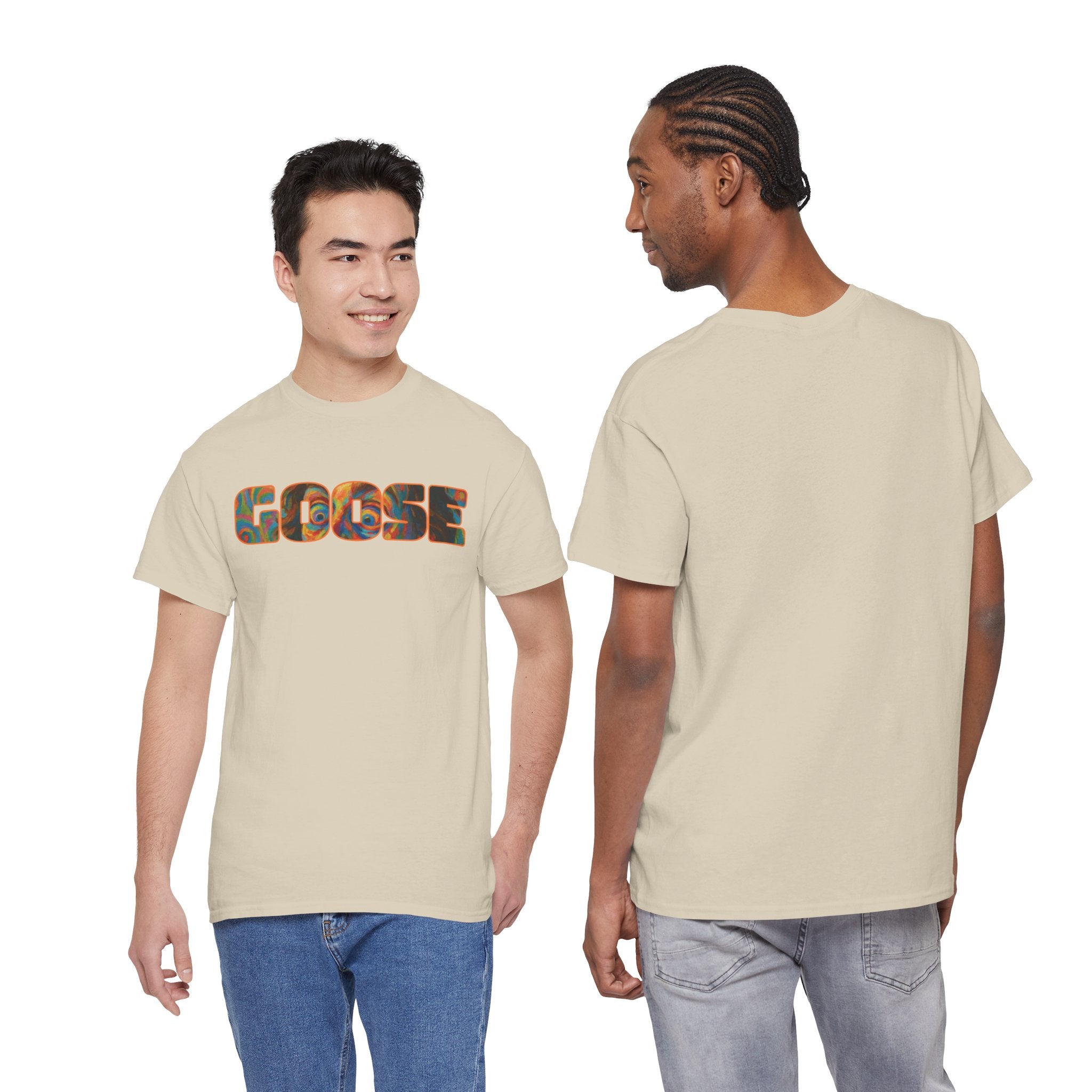 Goose Graphic Tee — Retro Camo Lettering Shirt