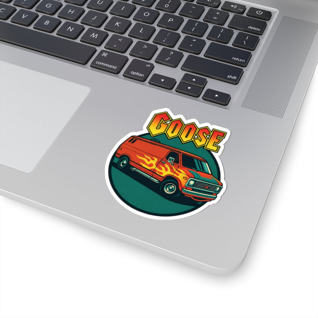 Goose Flame Van Sticker — Retro Kiss-Cut Vinyl Decal
