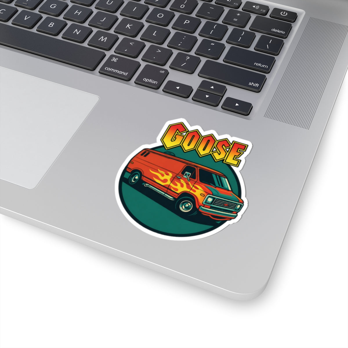 Goose Flame Van Sticker — Retro Kiss-Cut Vinyl Decal
