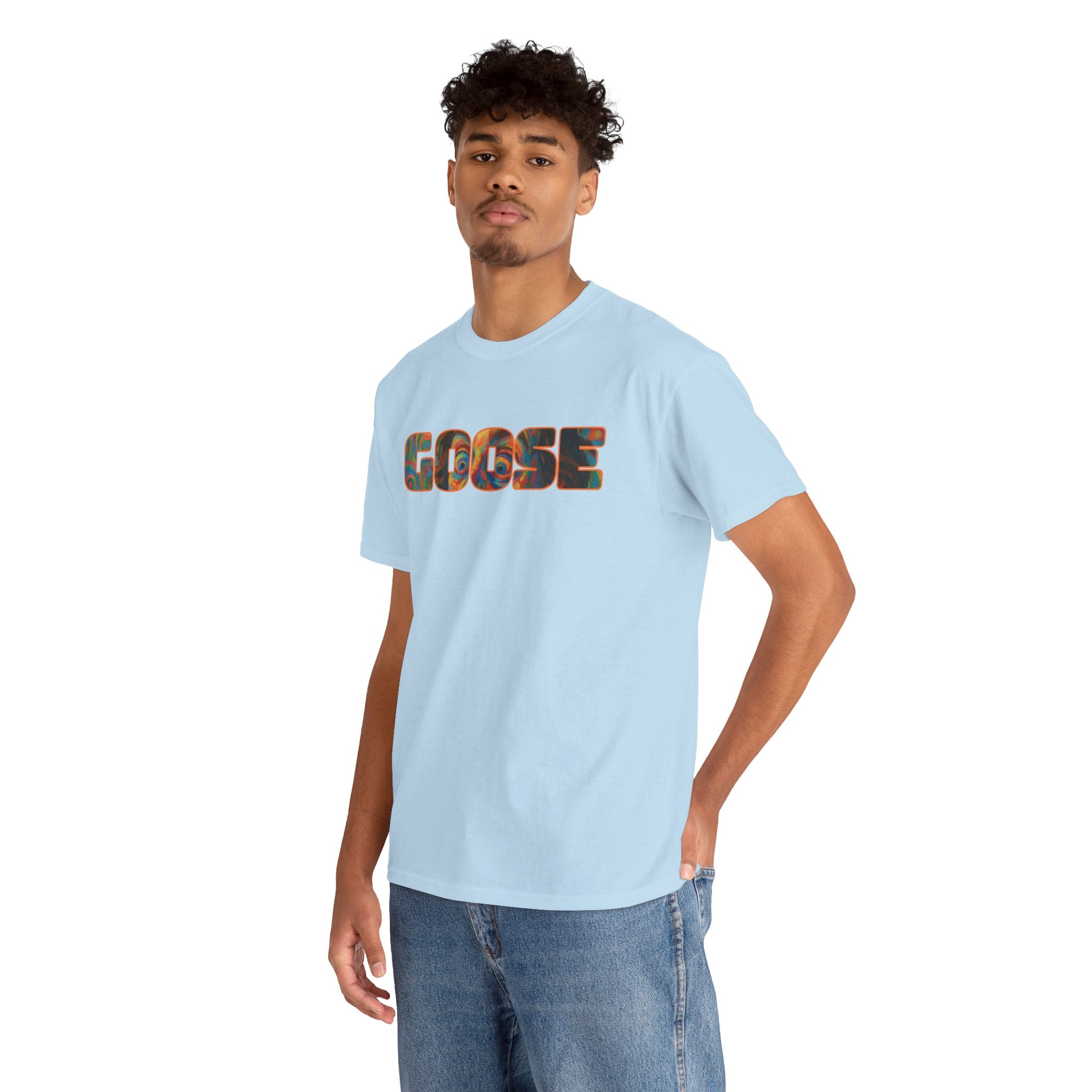 Goose Graphic Tee — Retro Camo Lettering Shirt