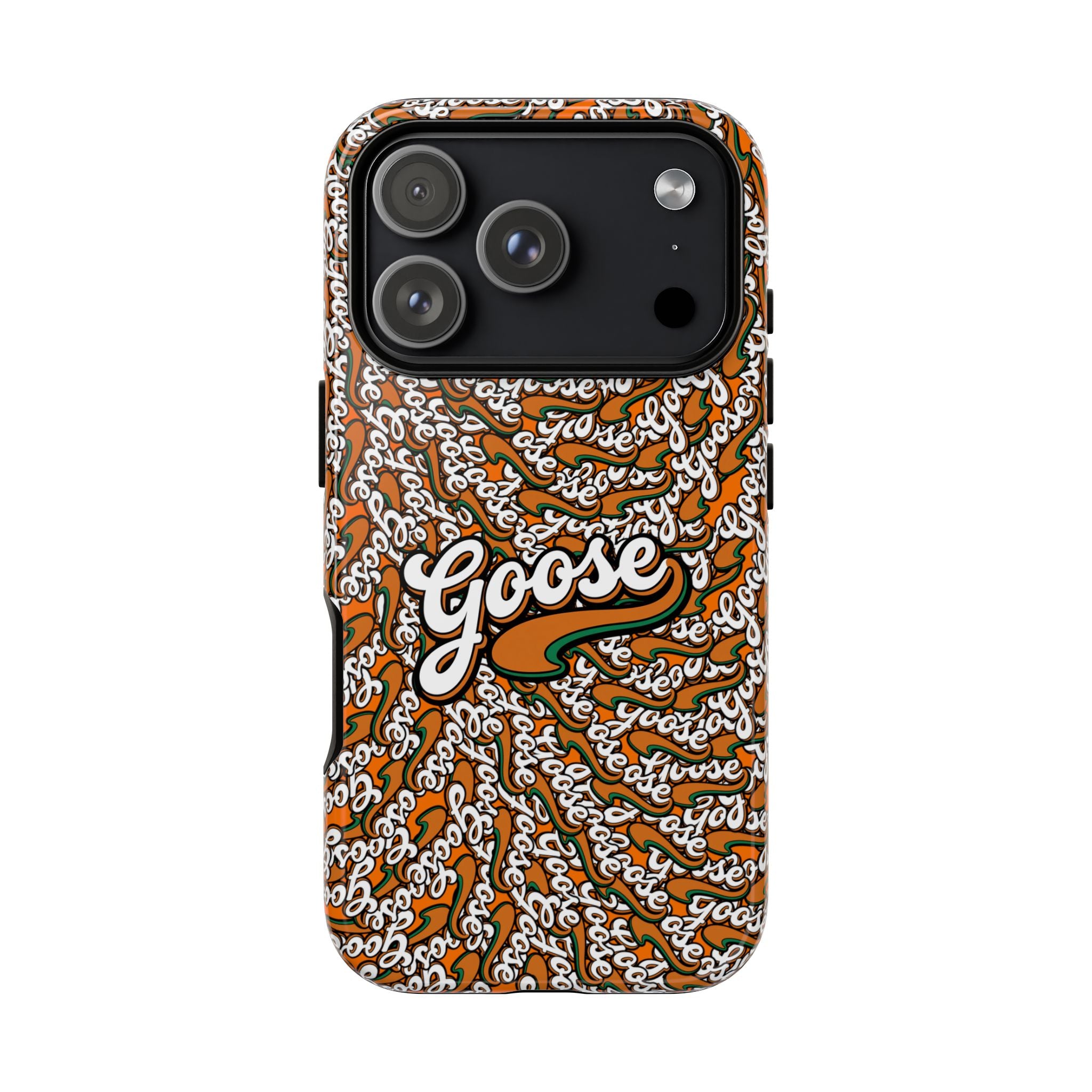 Goose Pattern Phone Case — Retro Script Graphic Protective Cover