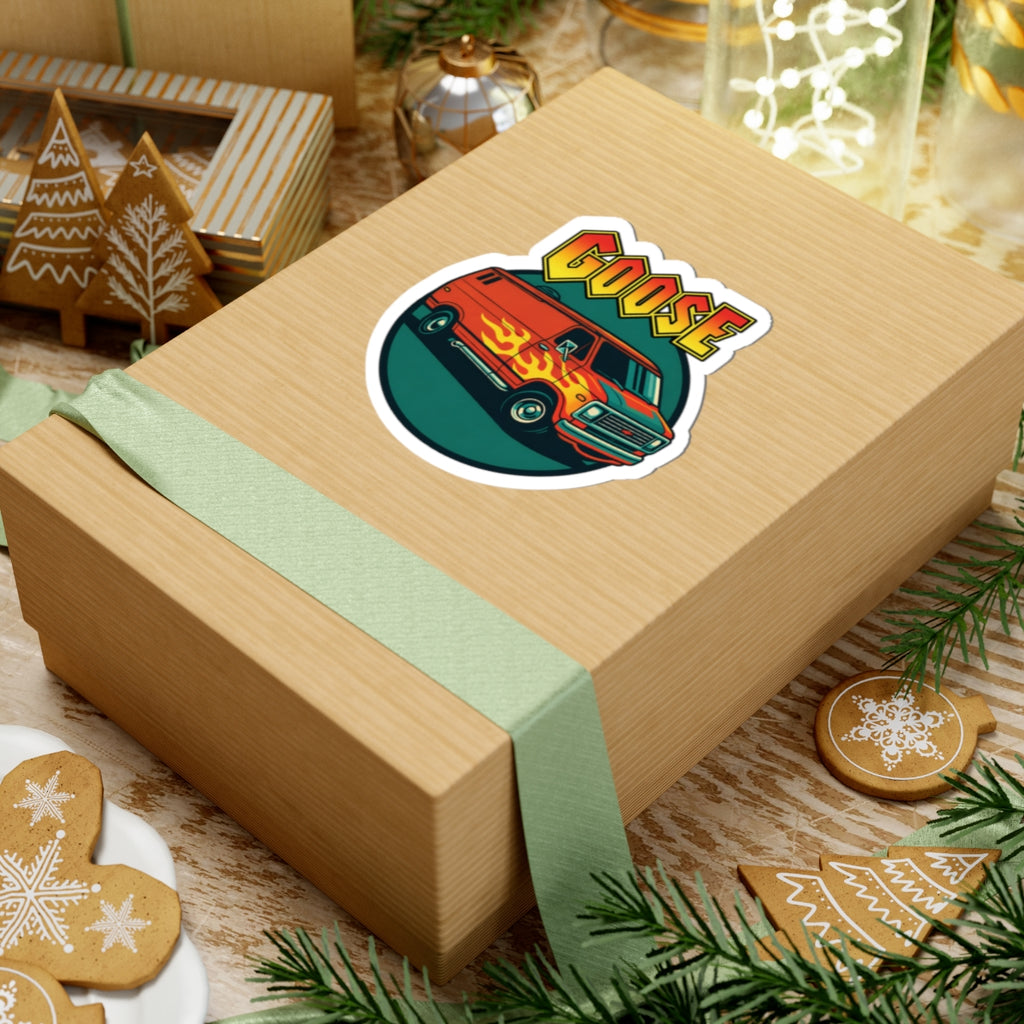 Goose Flame Van Sticker — Retro Kiss-Cut Vinyl Decal