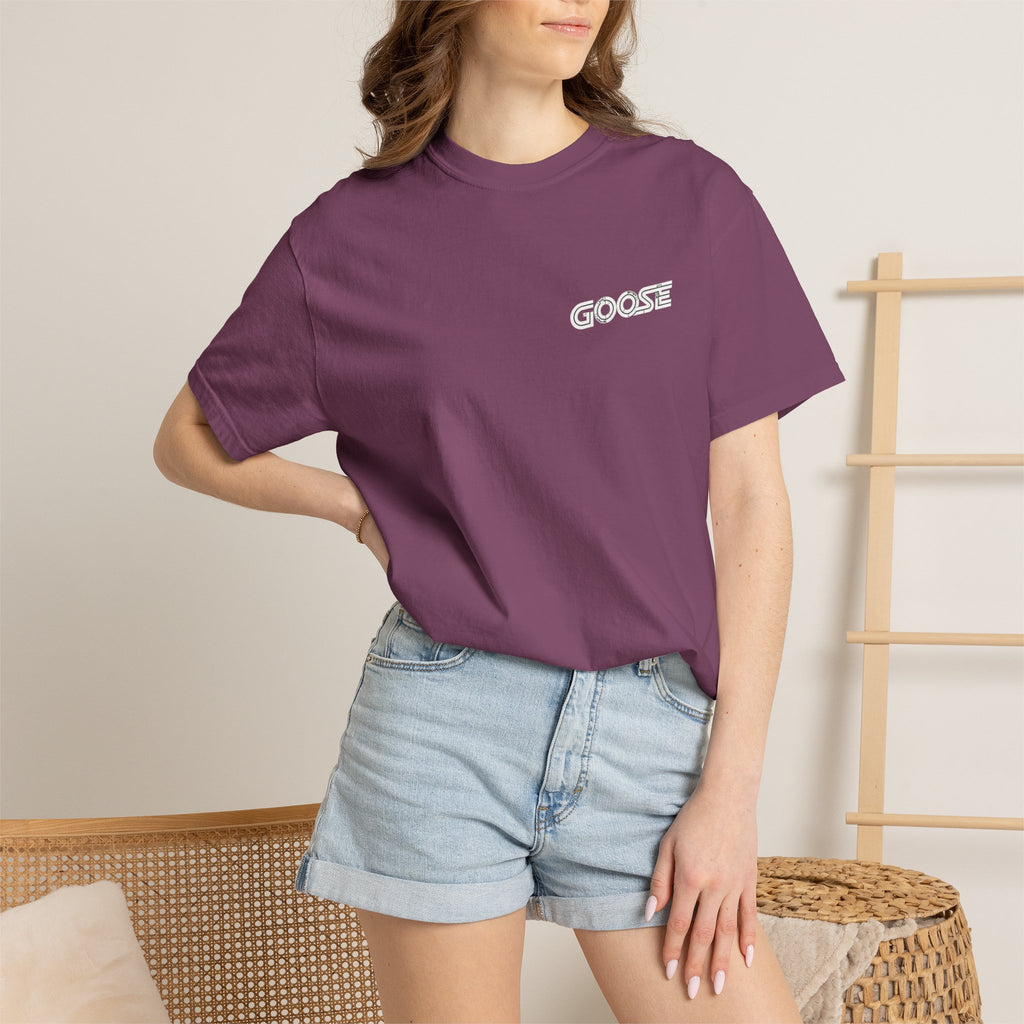 Big Modern Robot Graphic T-Shirt — "GOOSE" Chest Text, Retro Sci‑Fi Back Print
