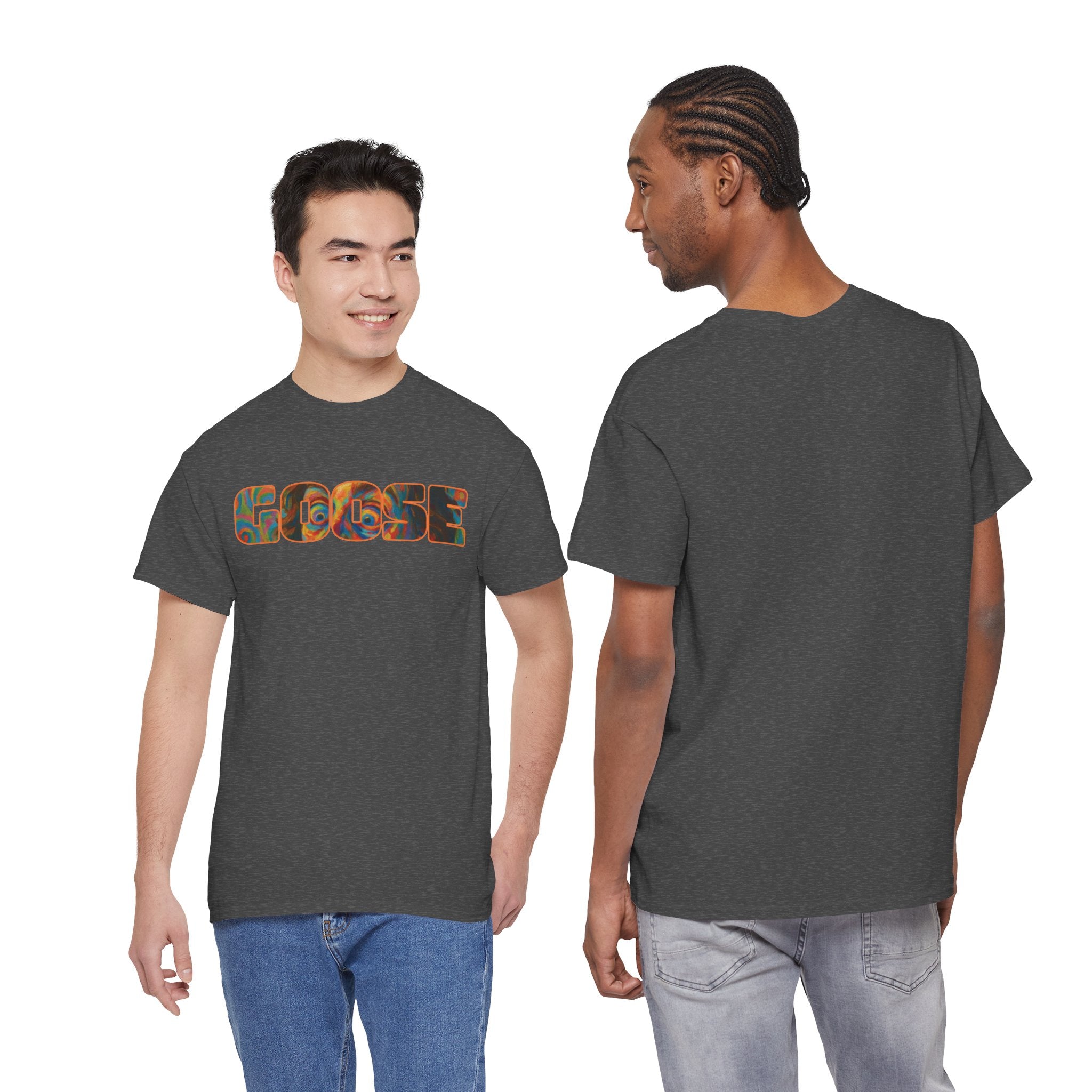 Goose Graphic Tee — Retro Camo Lettering Shirt