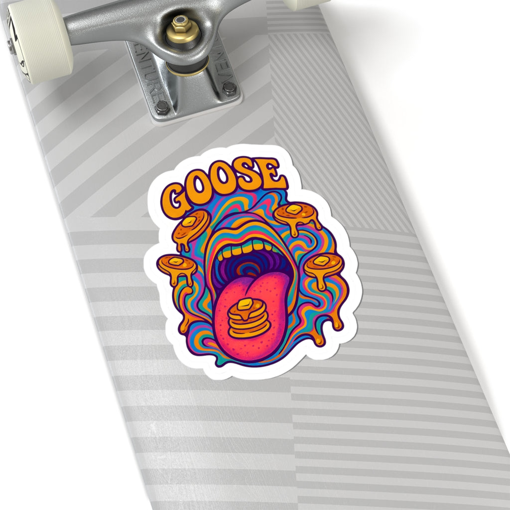 Goose Psychedelic Pancake Sticker — Colorful Kiss-Cut Vinyl Decal