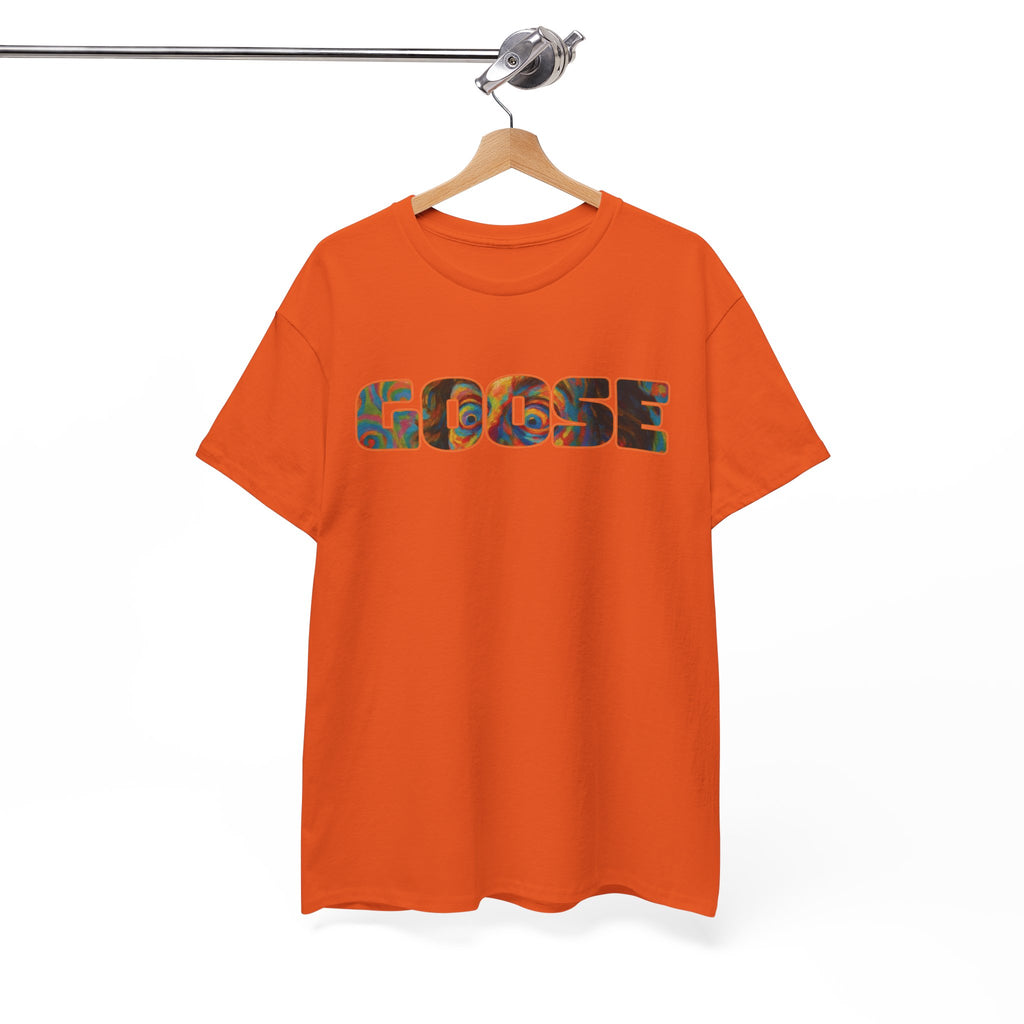 Goose Graphic Tee — Retro Camo Lettering Shirt
