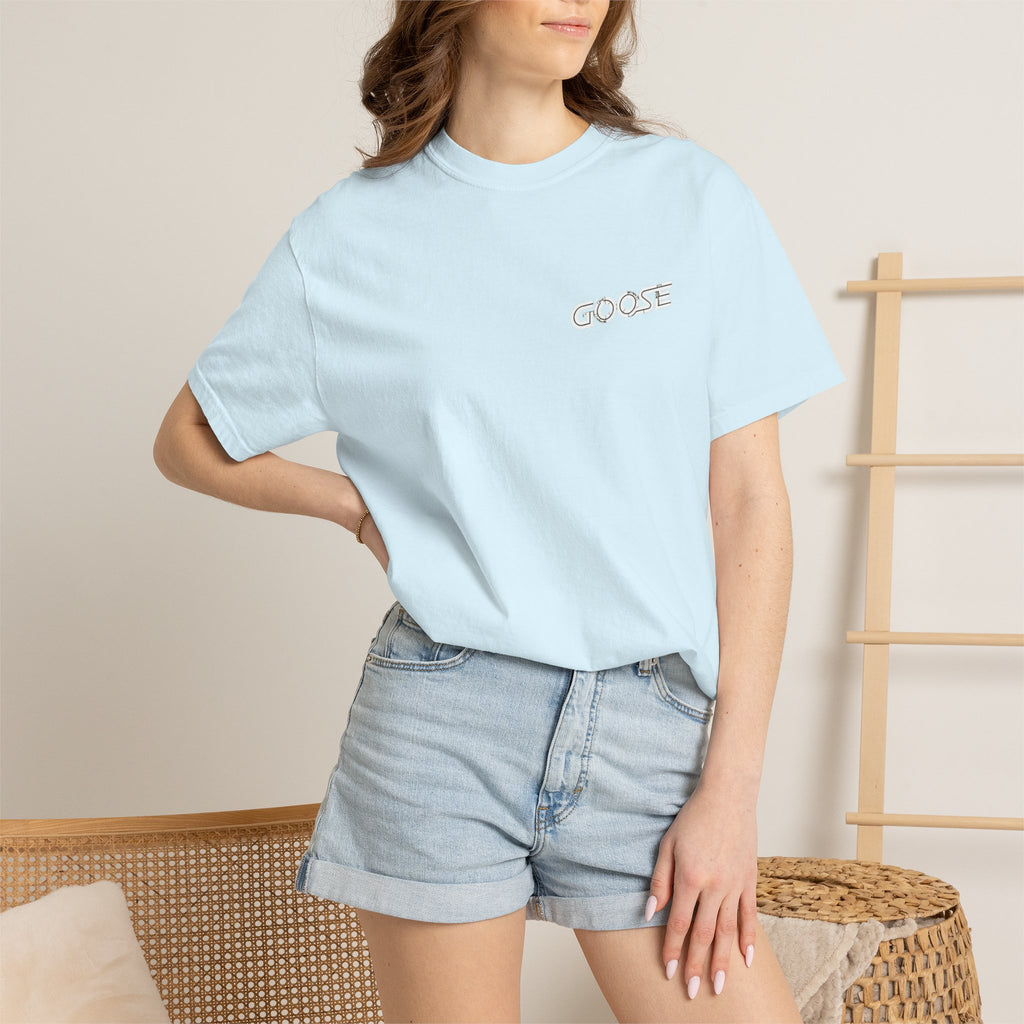 Big Modern Robot Graphic T-Shirt — "GOOSE" Chest Text, Retro Sci‑Fi Back Print