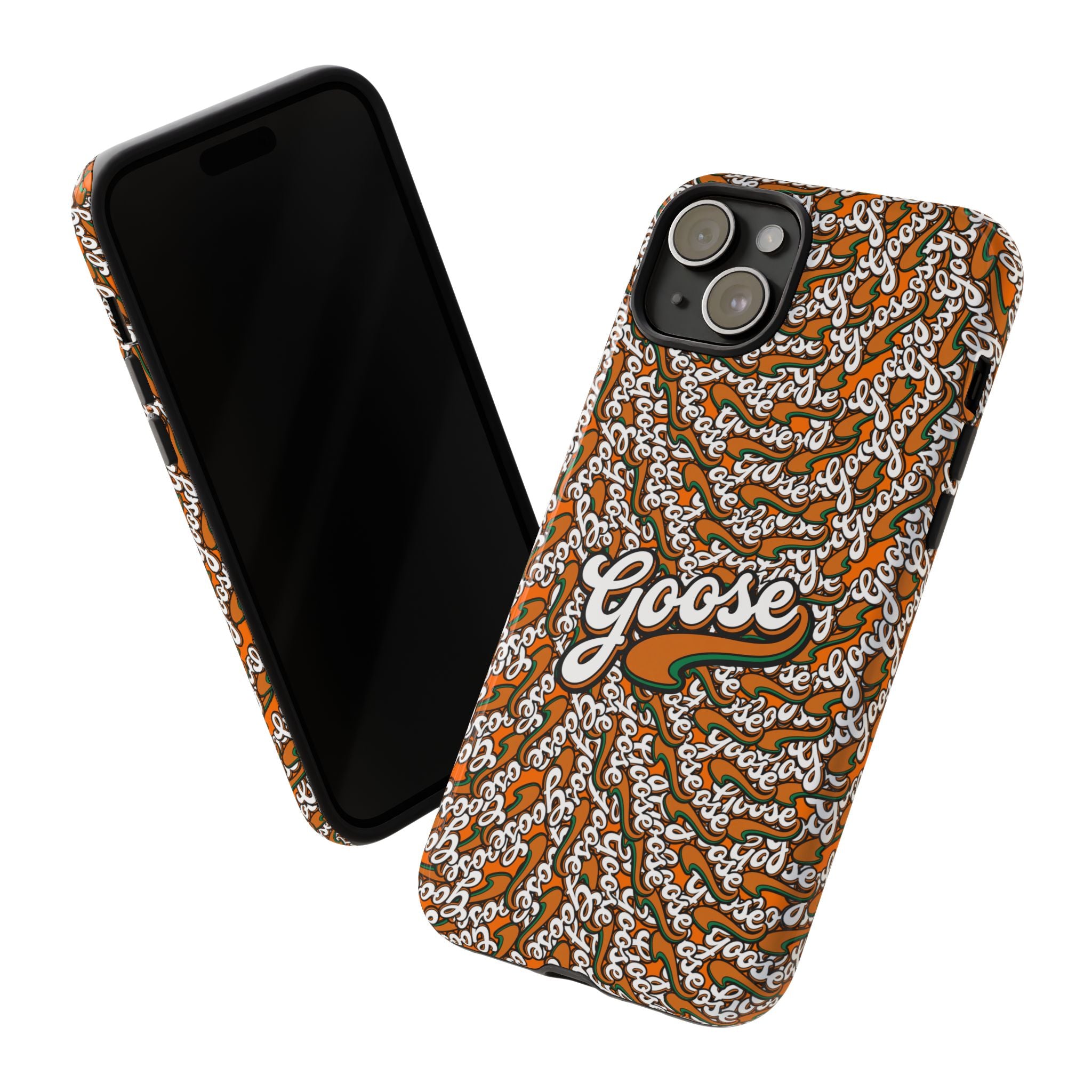 Goose Pattern Phone Case — Retro Script Graphic Protective Cover