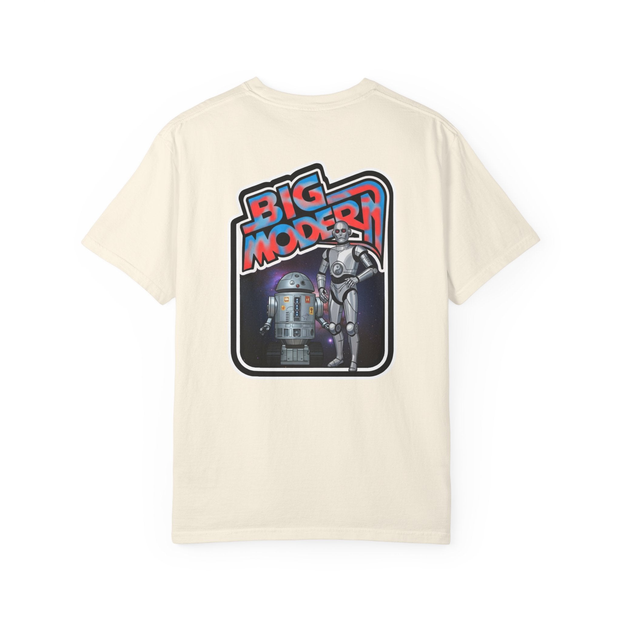 Big Modern Robot Graphic T-Shirt — "GOOSE" Chest Text, Retro Sci‑Fi Back Print