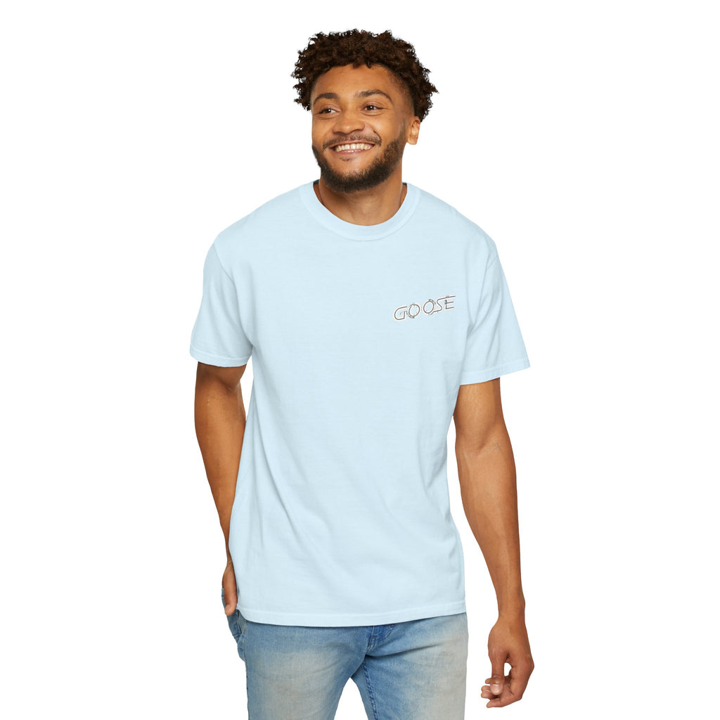Big Modern Robot Graphic T-Shirt — "GOOSE" Chest Text, Retro Sci‑Fi Back Print