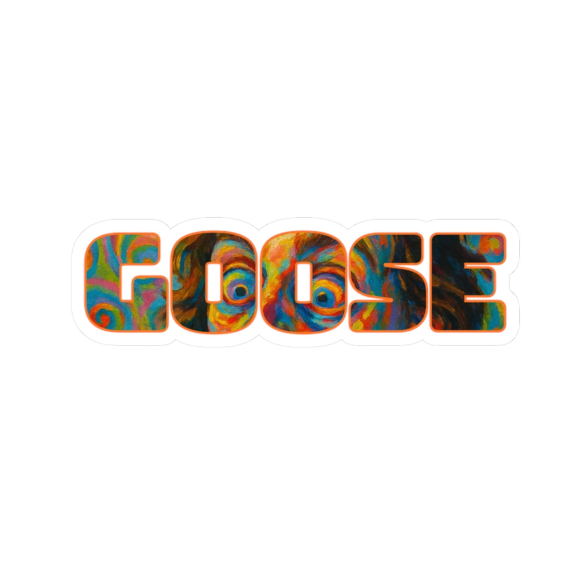GOOSE Kiss-Cut Sticker — Colorful Psychedelic Text Decal for Laptops, Water Bottles & Skateboards