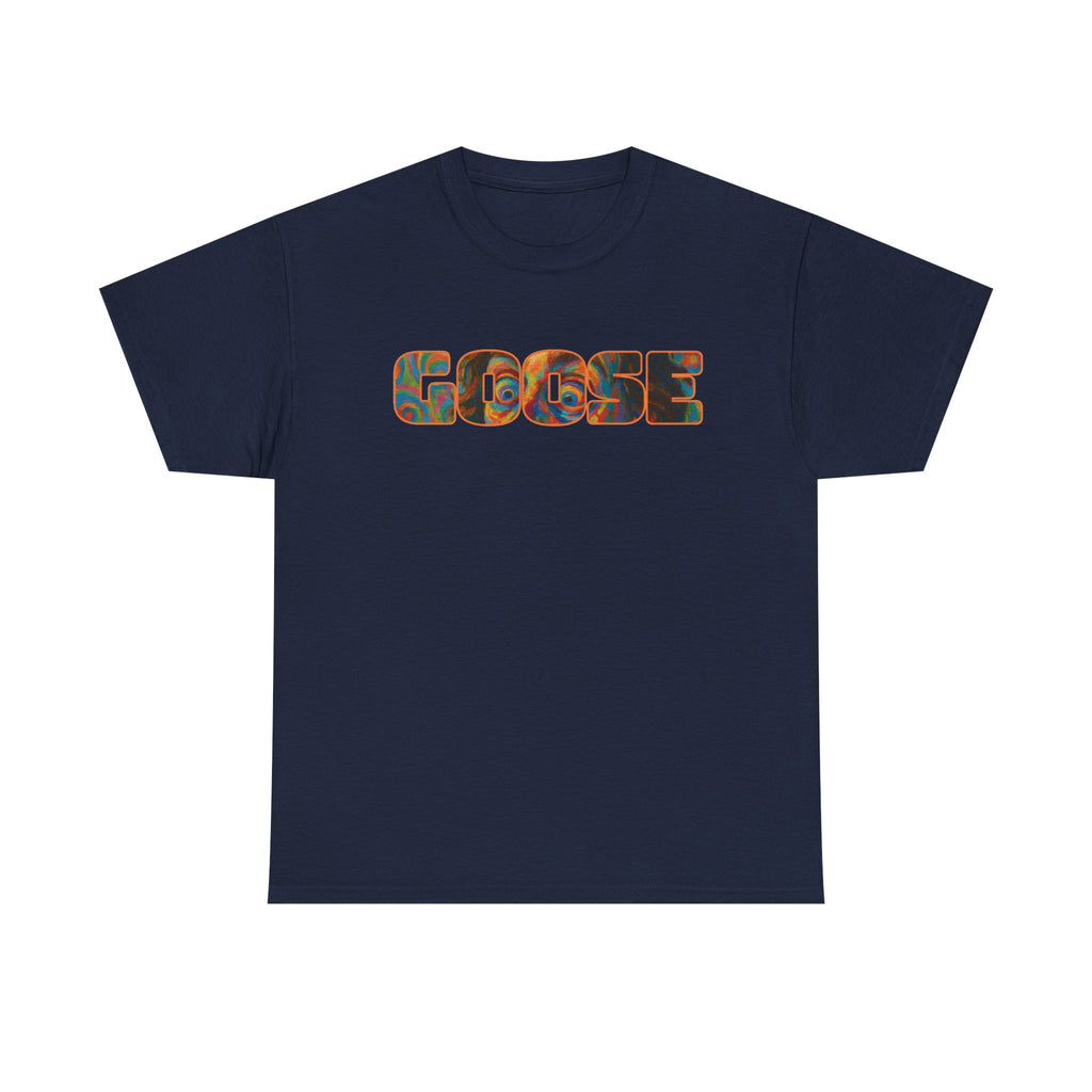 Goose Graphic Tee — Retro Camo Lettering Shirt