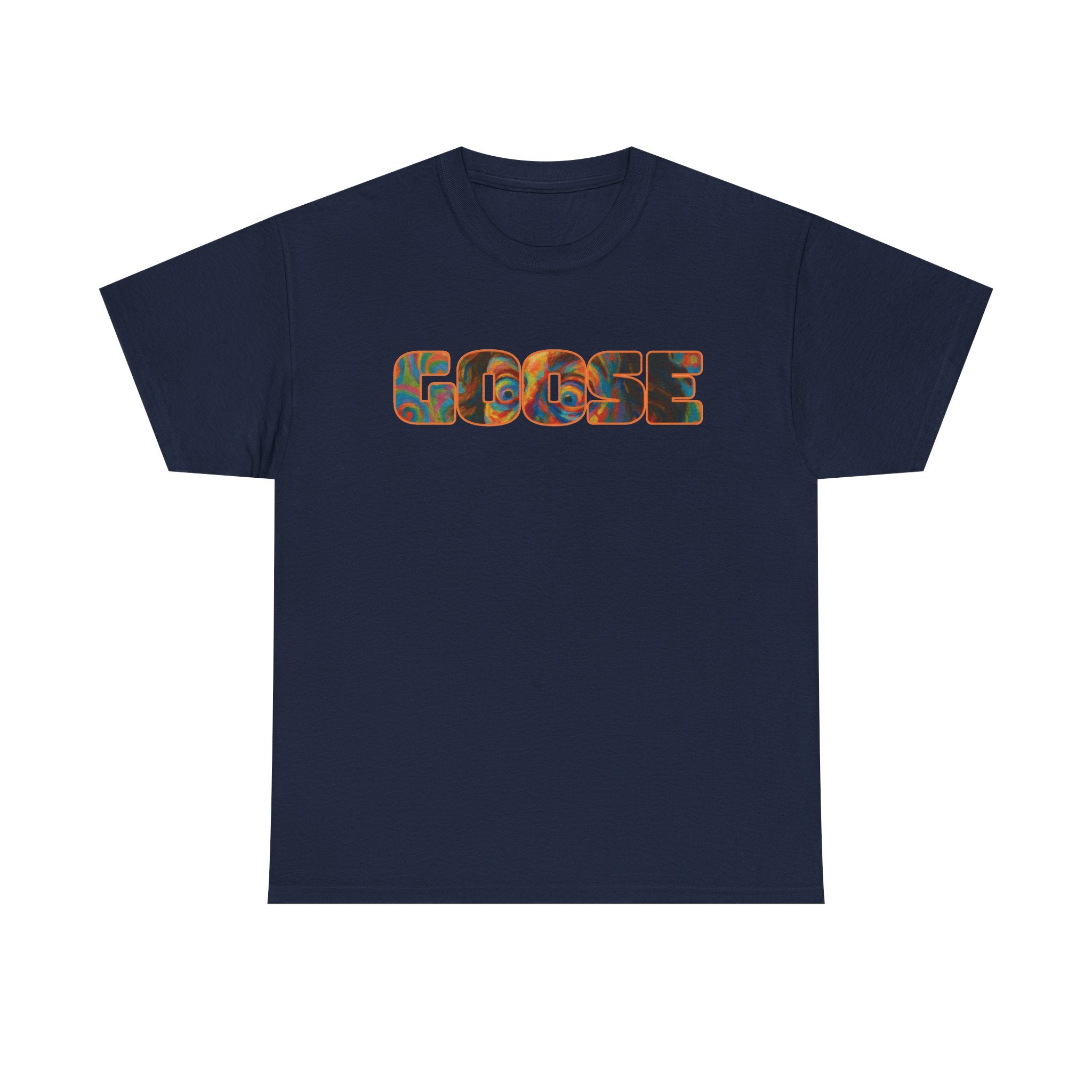 Goose Graphic Tee — Retro Camo Lettering Shirt