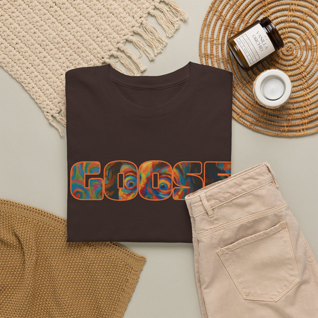 Goose Graphic Tee — Retro Camo Lettering Shirt