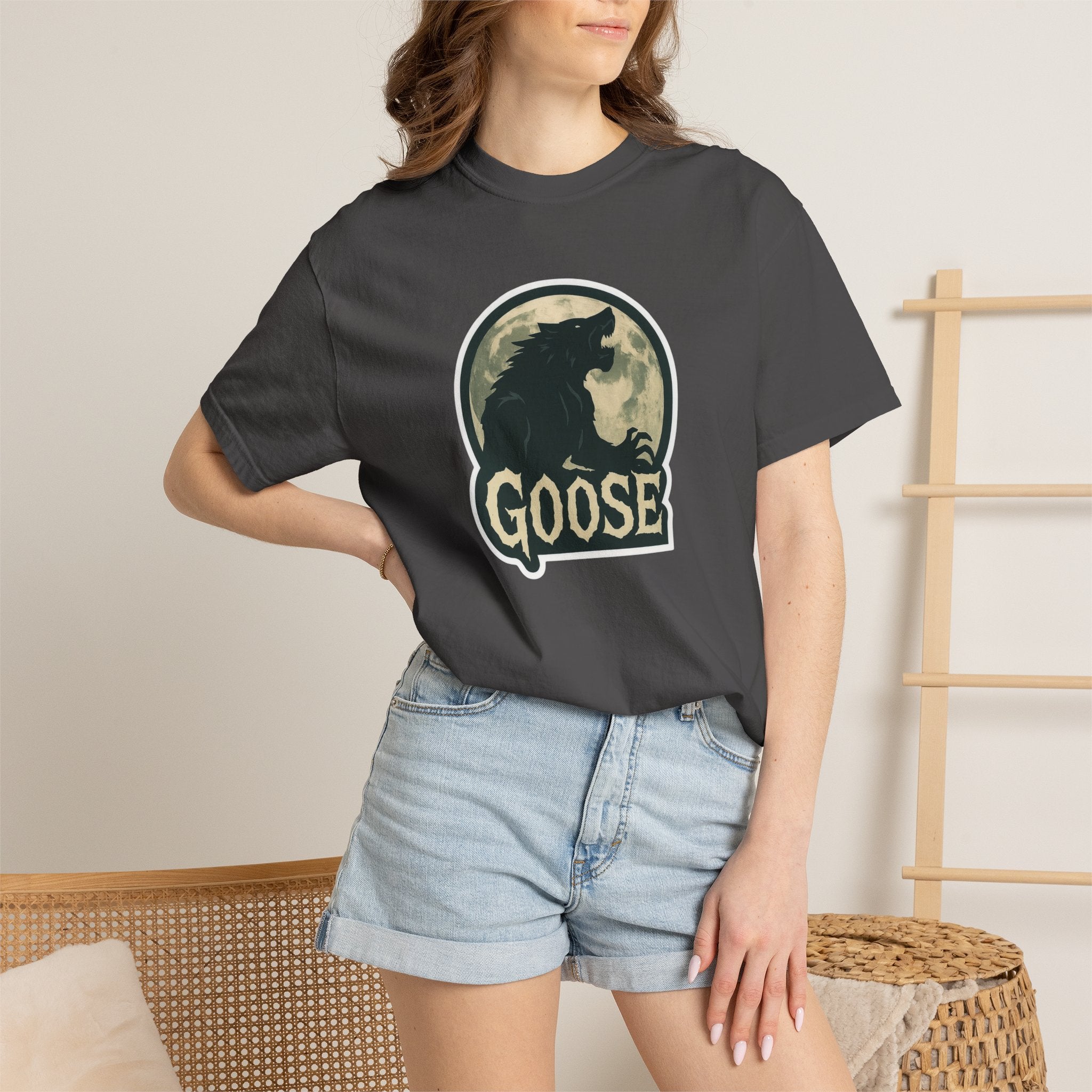 Goose Moon T-Shirt — Vintage Werewolf Silhouette Graphic Tee