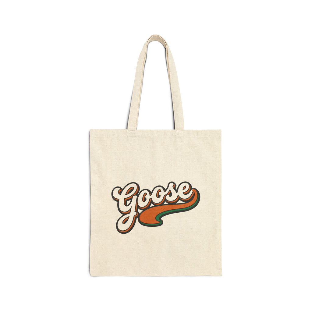 Tote Bag - Retro "Goose" Script Canvas Tote (Vintage Orange & Brown)